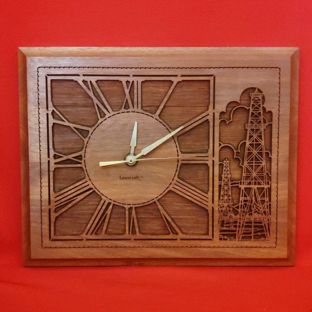 Lasercraft Wooden Walnut Clock Electric Towers